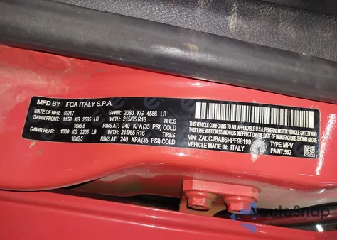 2017 Jeep Renegade Sport 4X4 from USA, damaged, VIN ZACCJBAB6HPF98199